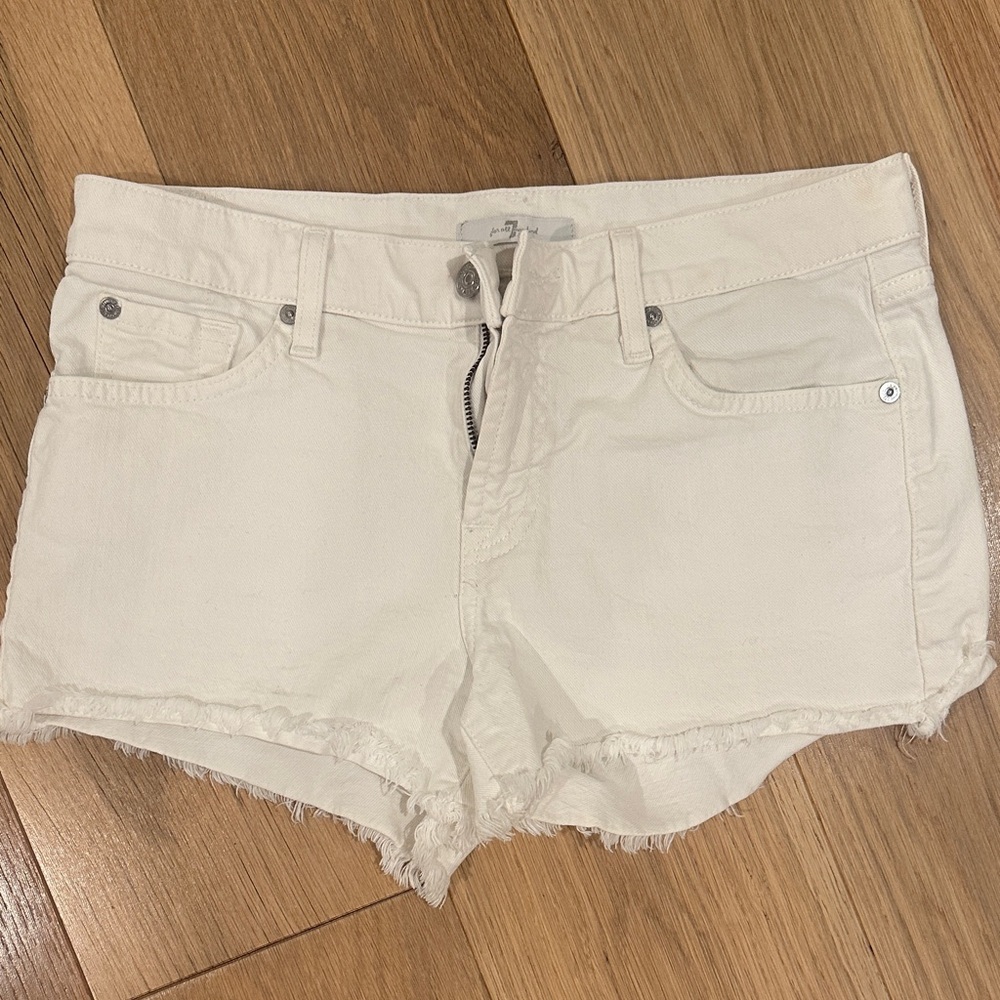 7 For All Mankind Cream Jean Shorts